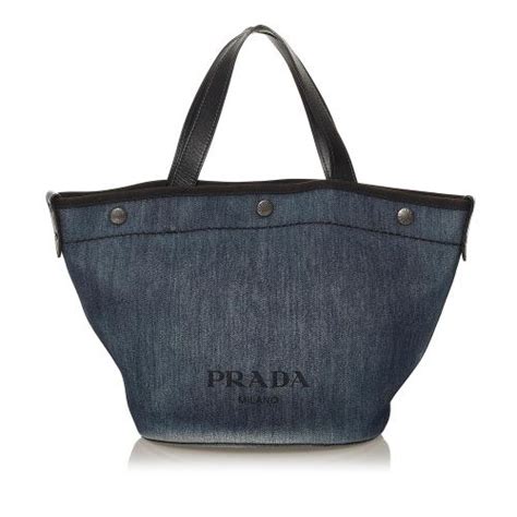 prada tote bag schwarz|Prada denim tote bag.